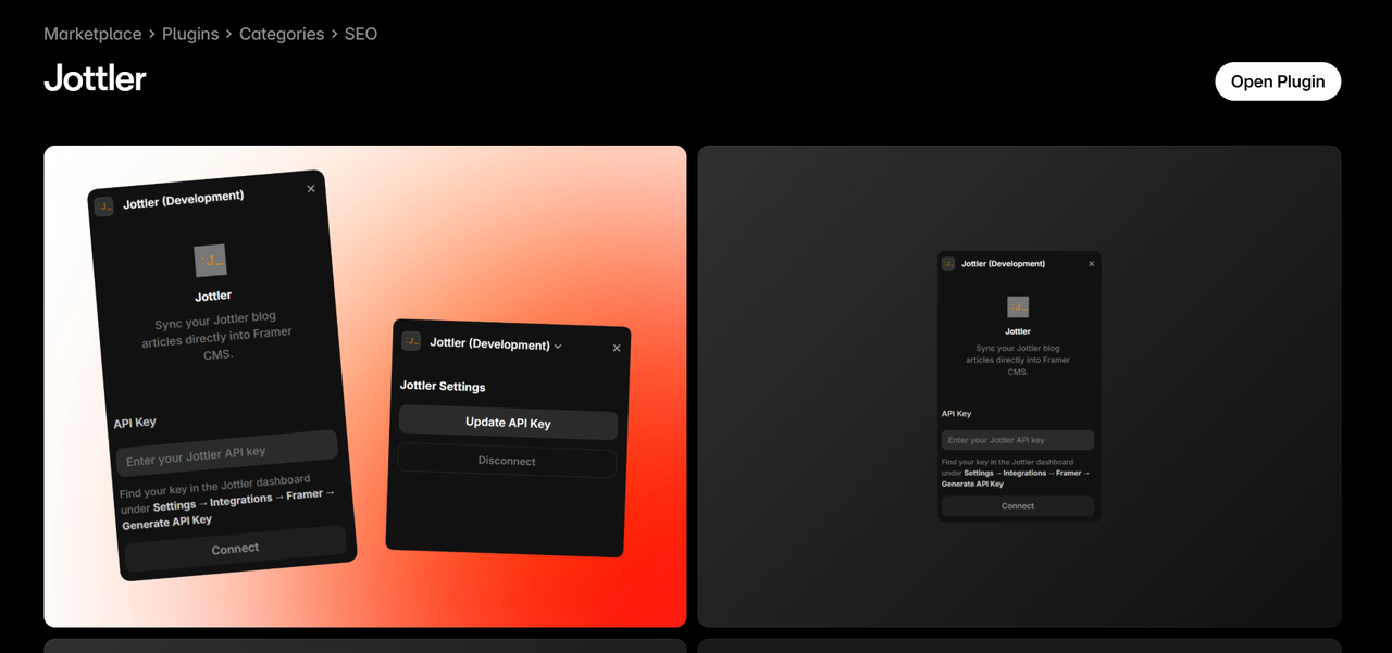 Jottler Framer plugin inside Framer